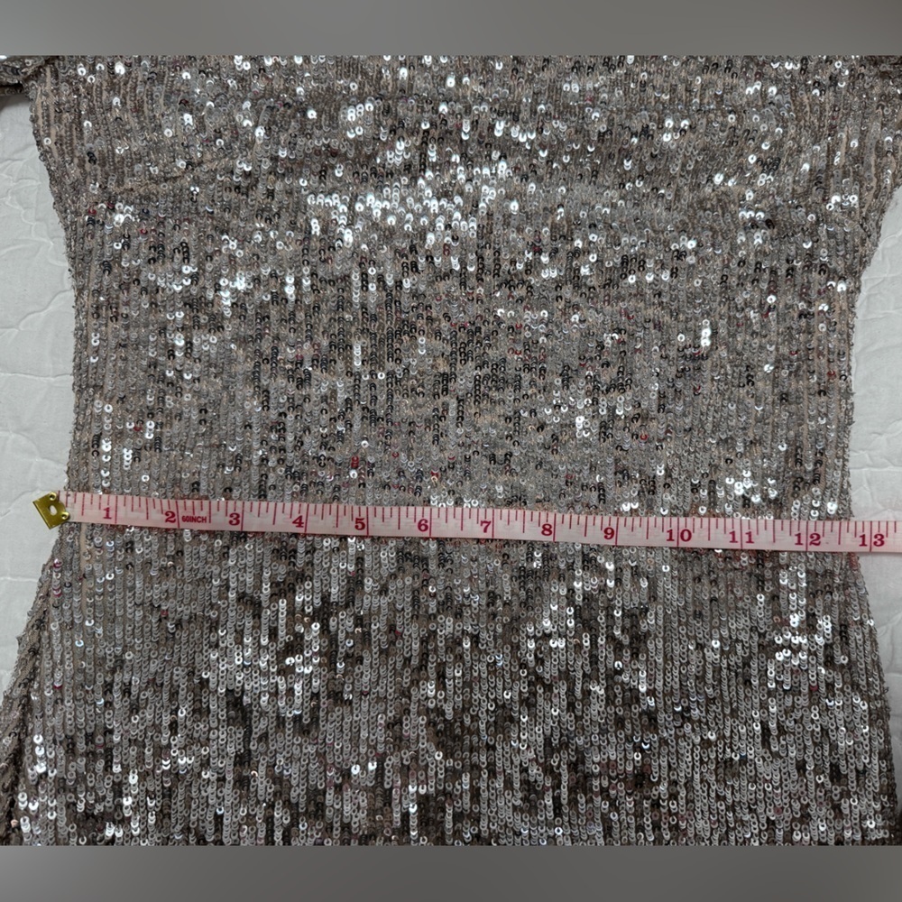 Aqua sequin long sleeve dress Sz. 4 - Picture 14 of 15